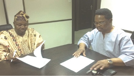 L-R: Dr Niran Oyekale, chairman, Commit Technology & Consult Limited; and Arc. Thomas S. Awagu, chairman IIHT Limited